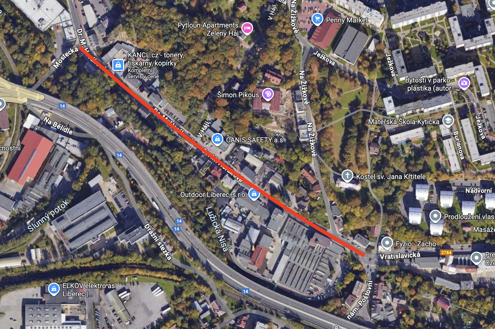 Ulice Dr. Milady Horákové - úsek Mostecká - Poštovní náměstí